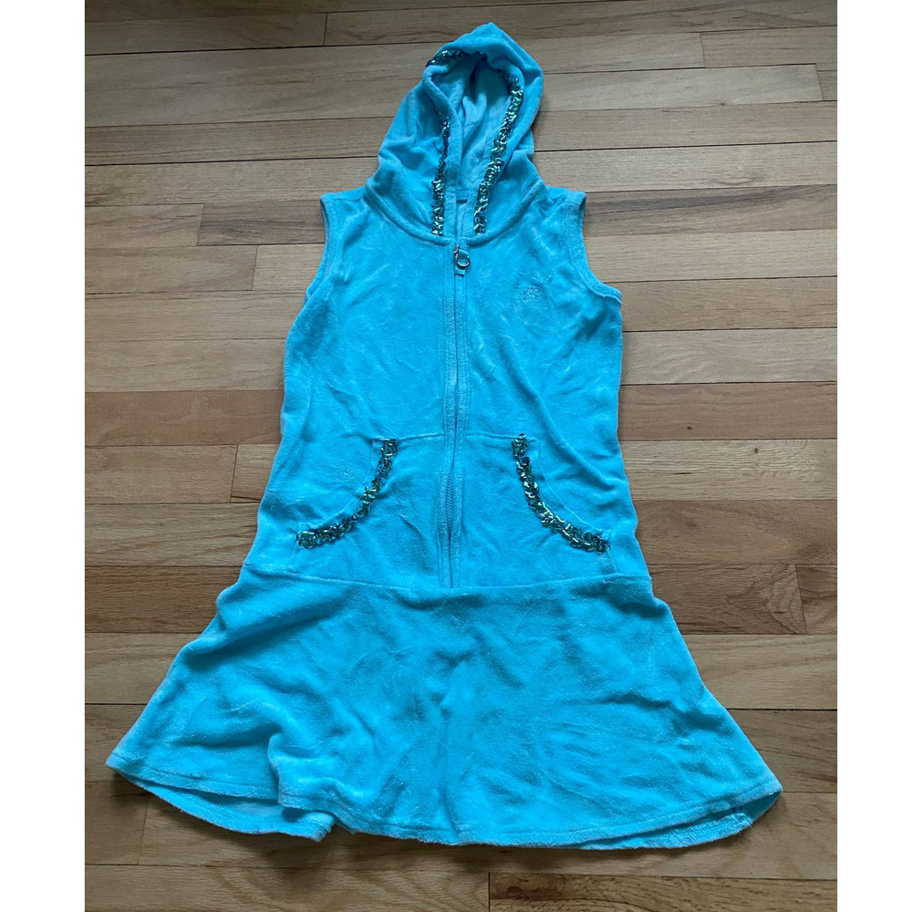 Limited Too Blue Terry Cloth Hooded Bathing Suit Zip-Up Cover Up